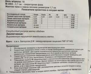 Повышен кровоток в правой маточной артерии